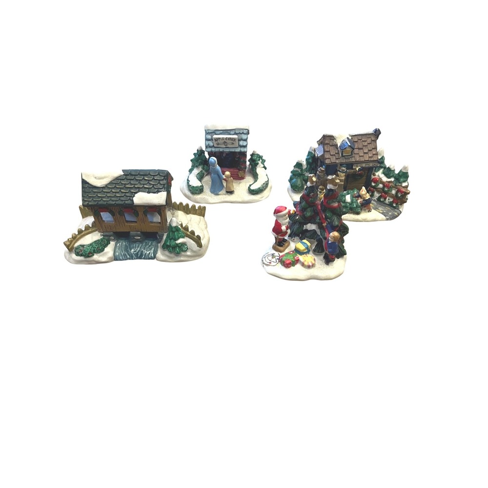Cobblestone Corners Christmas Village 2003 Set of 4 Ceramic Buildings Vintage